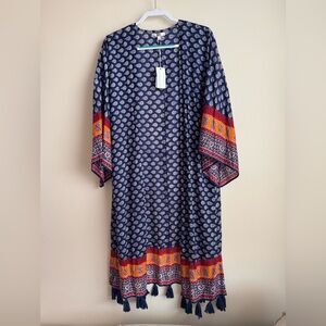 American and Beyond Boho Floral Kimono Cardigan Cover-Up Size S/M